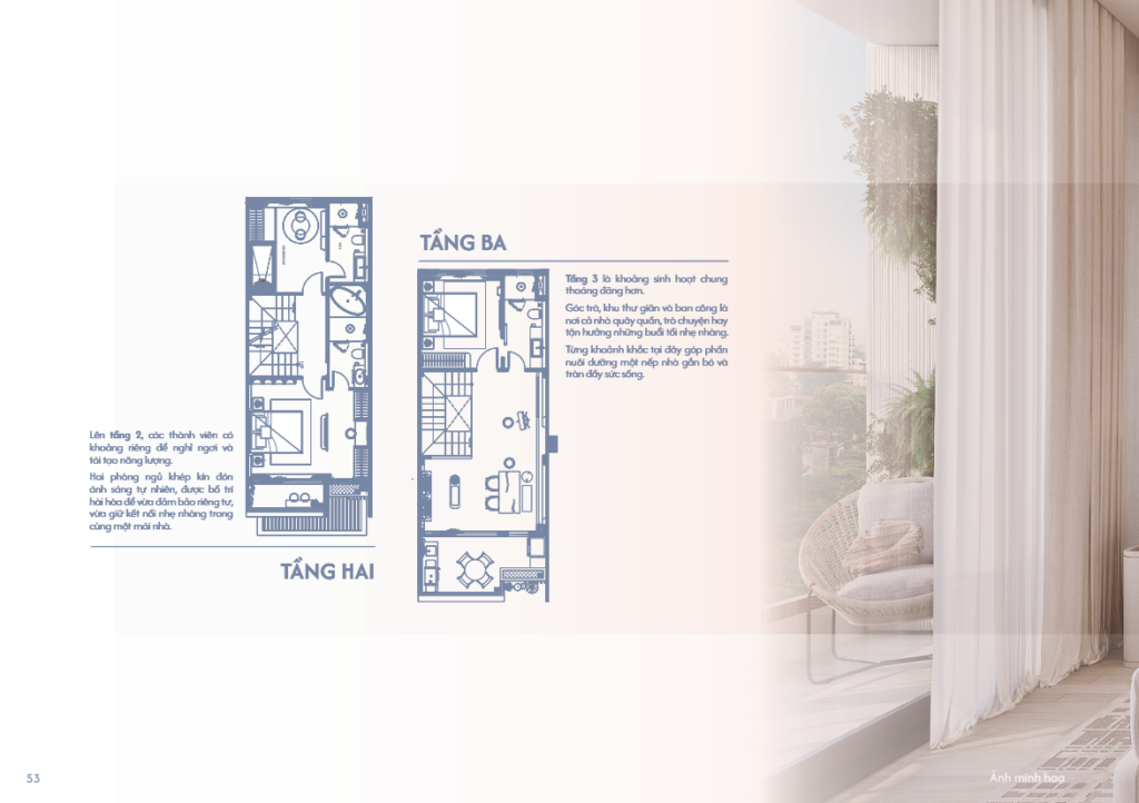 Chi tiết thiết kế tầng 2-3 nhà phố